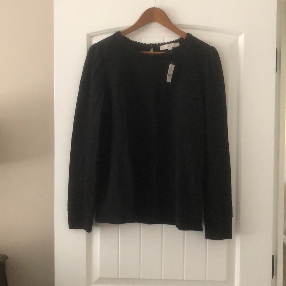 🆕 Loft Floral Black Top NWT